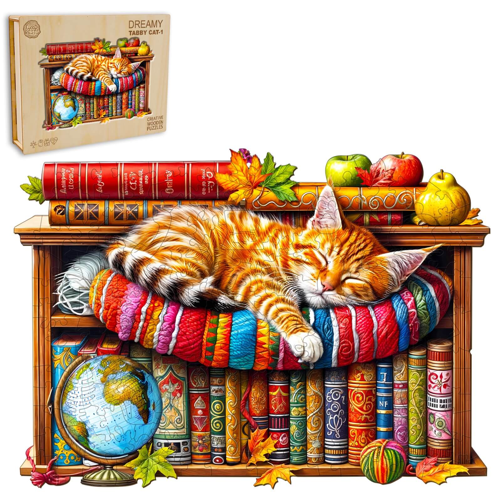 Dreamy Tabby Cat-1 Wooden Jigsaw Puzzle