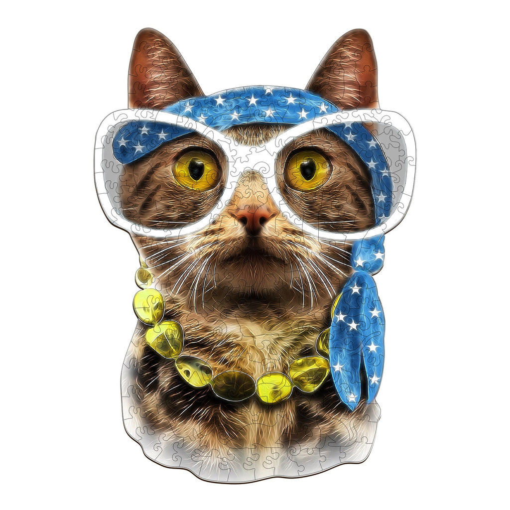 Modern Cat Wooden Jigsaw Puzzle