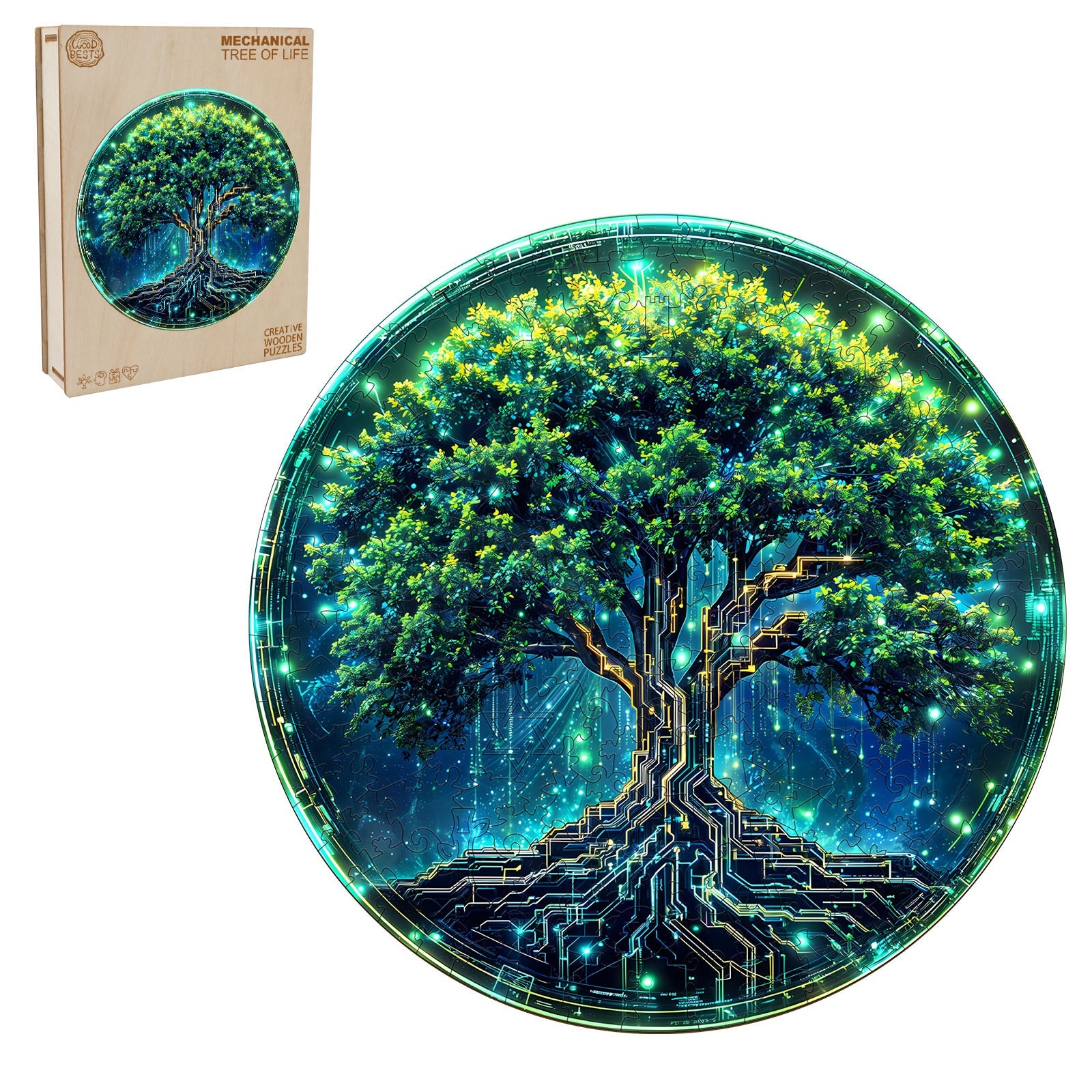 Mechanical tree of life Wooden Jigsaw Puzzle
