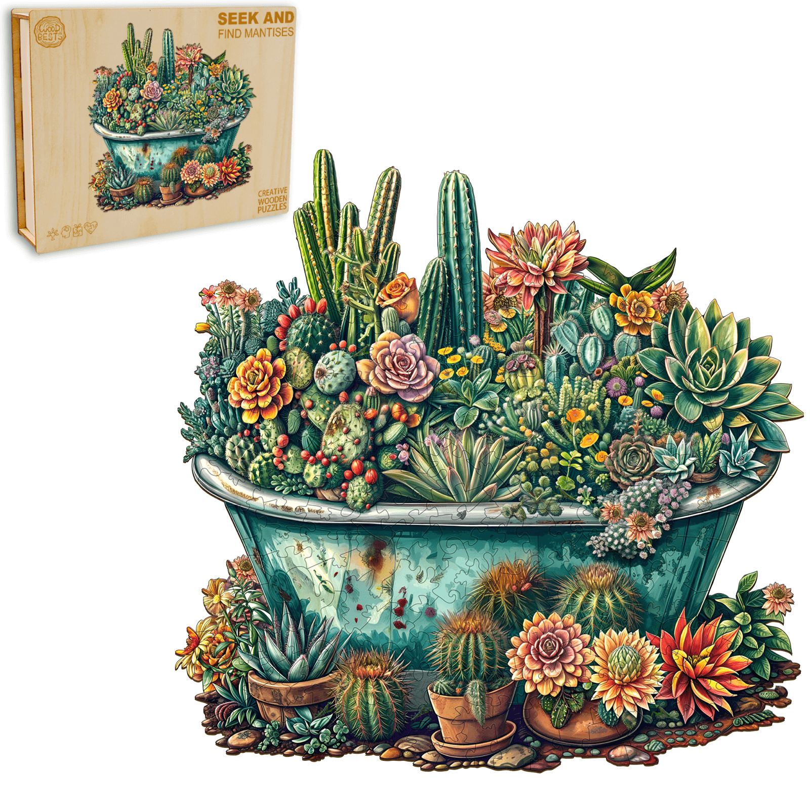 SEEK AND FIND MANTISES Wooden Jigsaw Puzzle