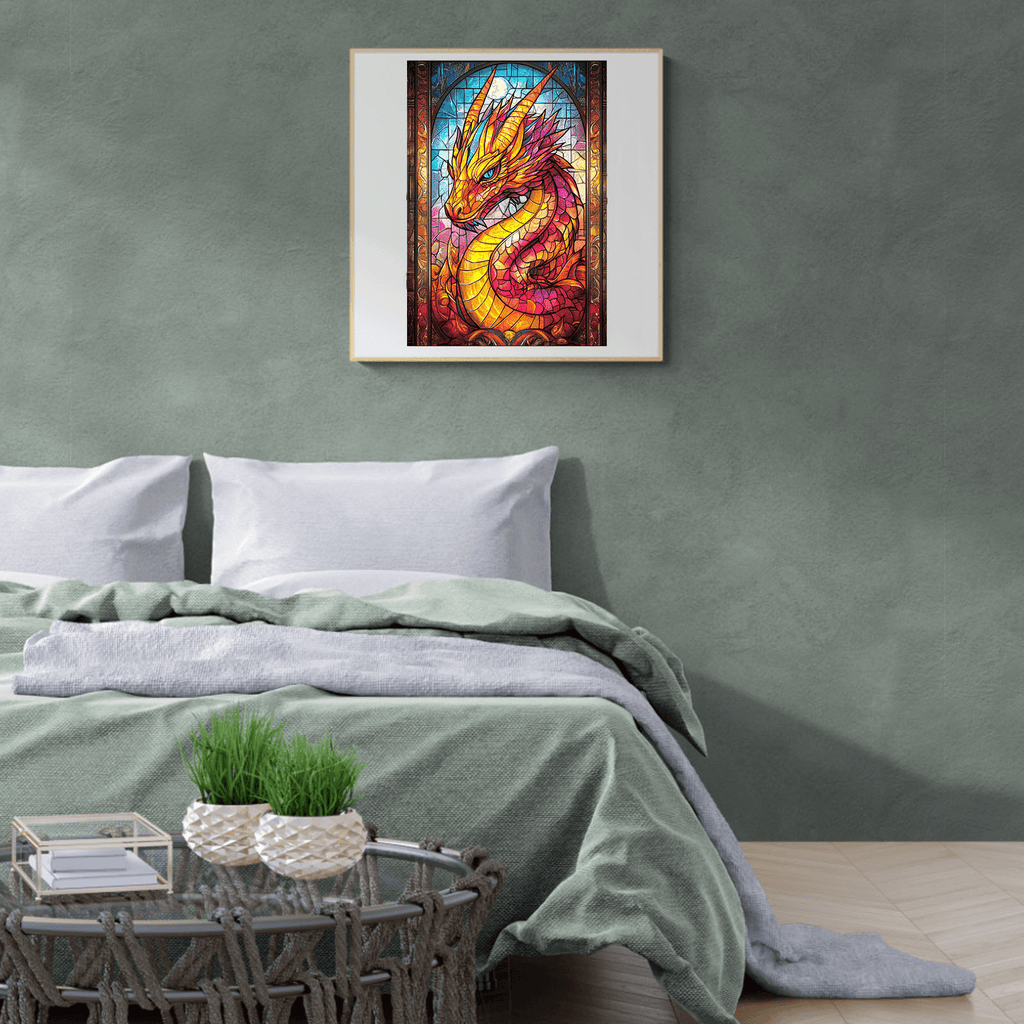 Stained Glass Dragon Wooden Jigsaw Puzzle