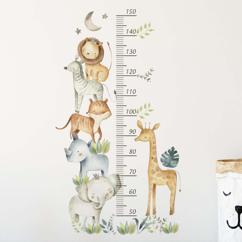 Cute Animals Growth Chart Wall Stickers