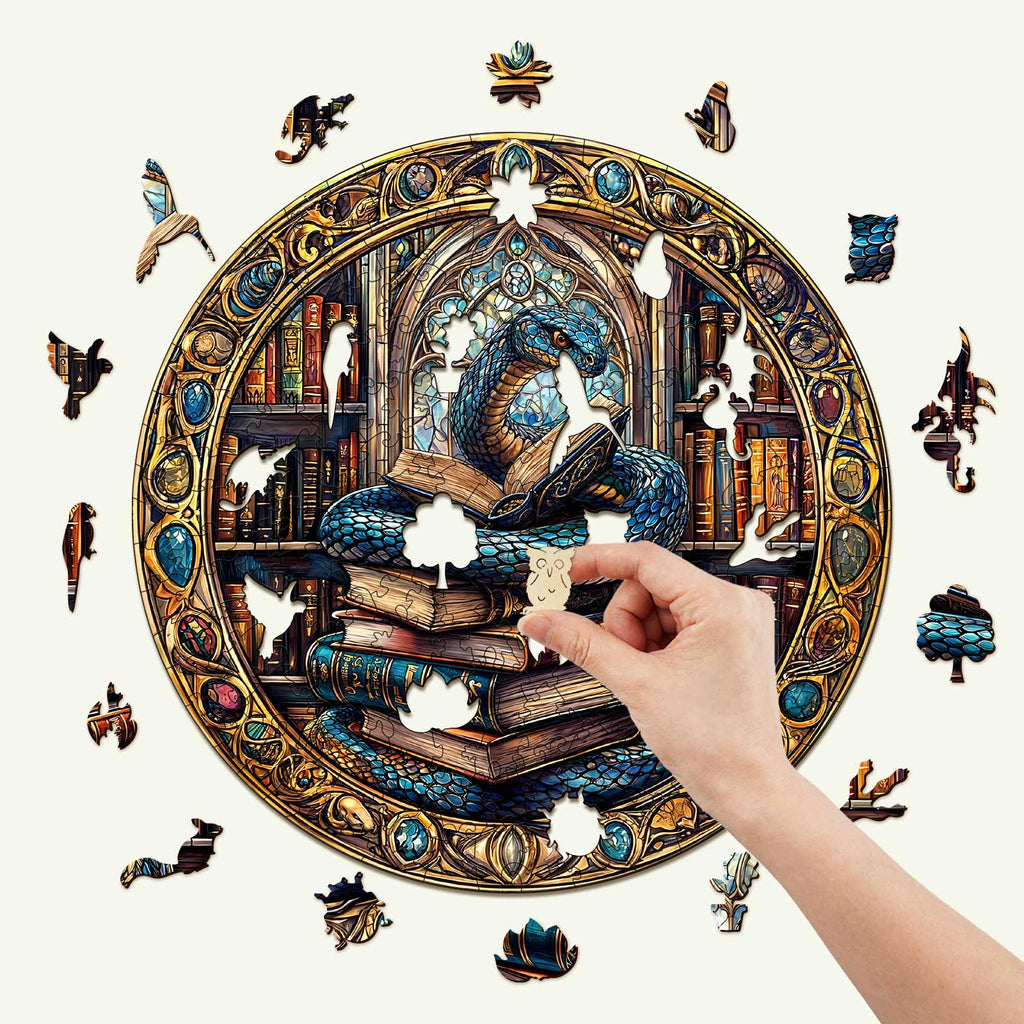 Magic Library Snake Wooden Jigsaw Puzzle