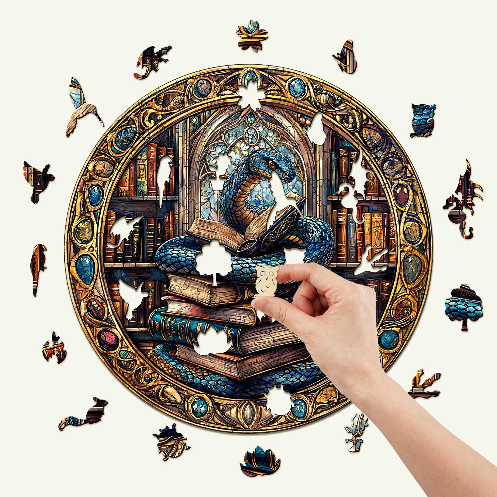Magic Library Snake Wooden Jigsaw Puzzle