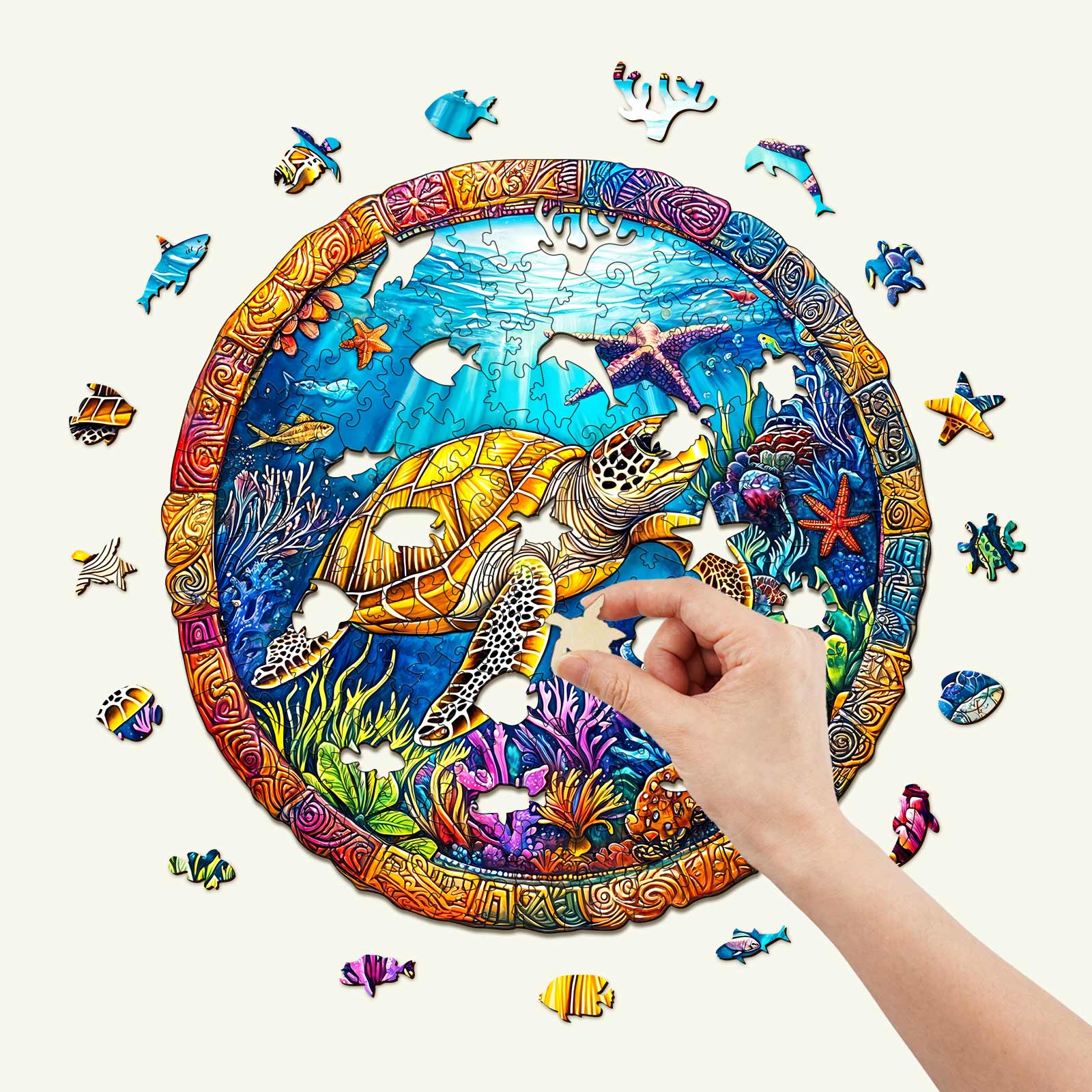 Retro Turtle Wooden Jigsaw Puzzle