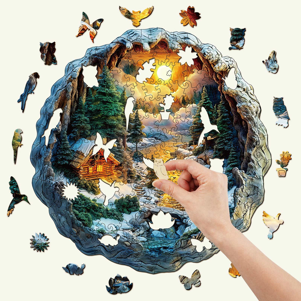 3D Winter Scene Wooden Jigsaw Puzzle