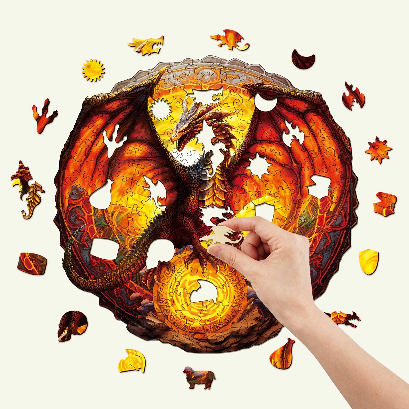 Fiery Dragon Wooden Jigsaw Puzzle