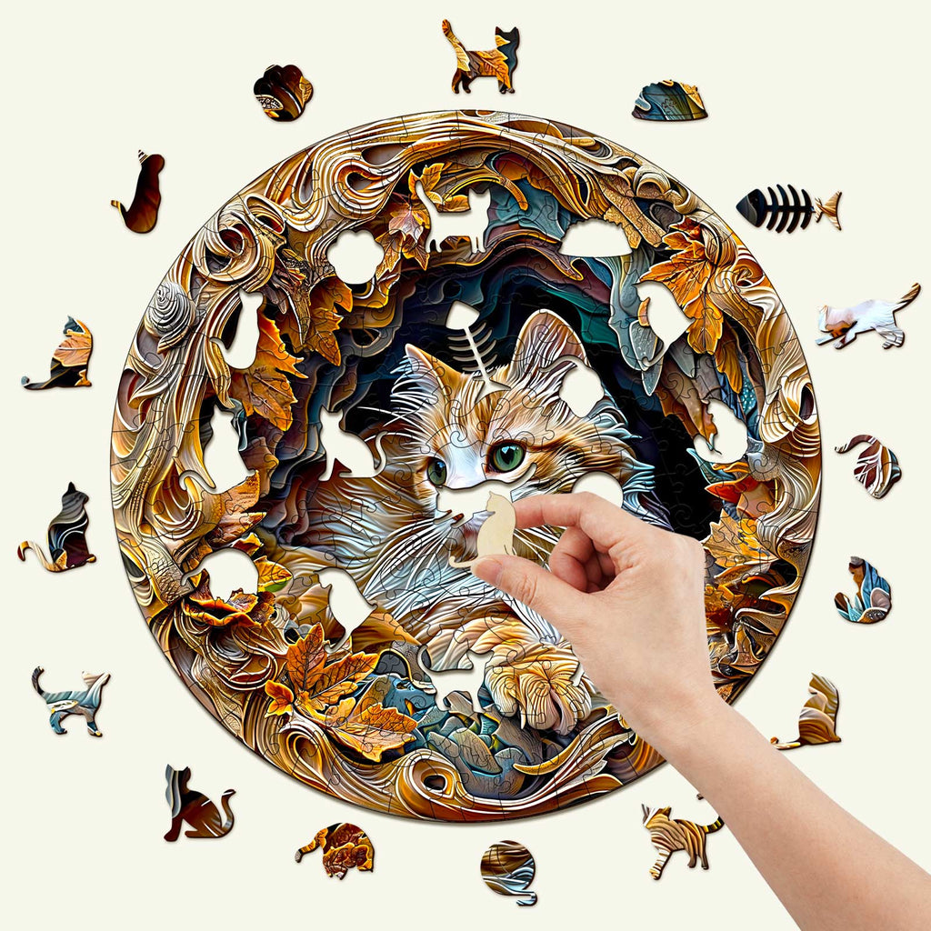 Cat In Cave Wooden Jigsaw Puzzle