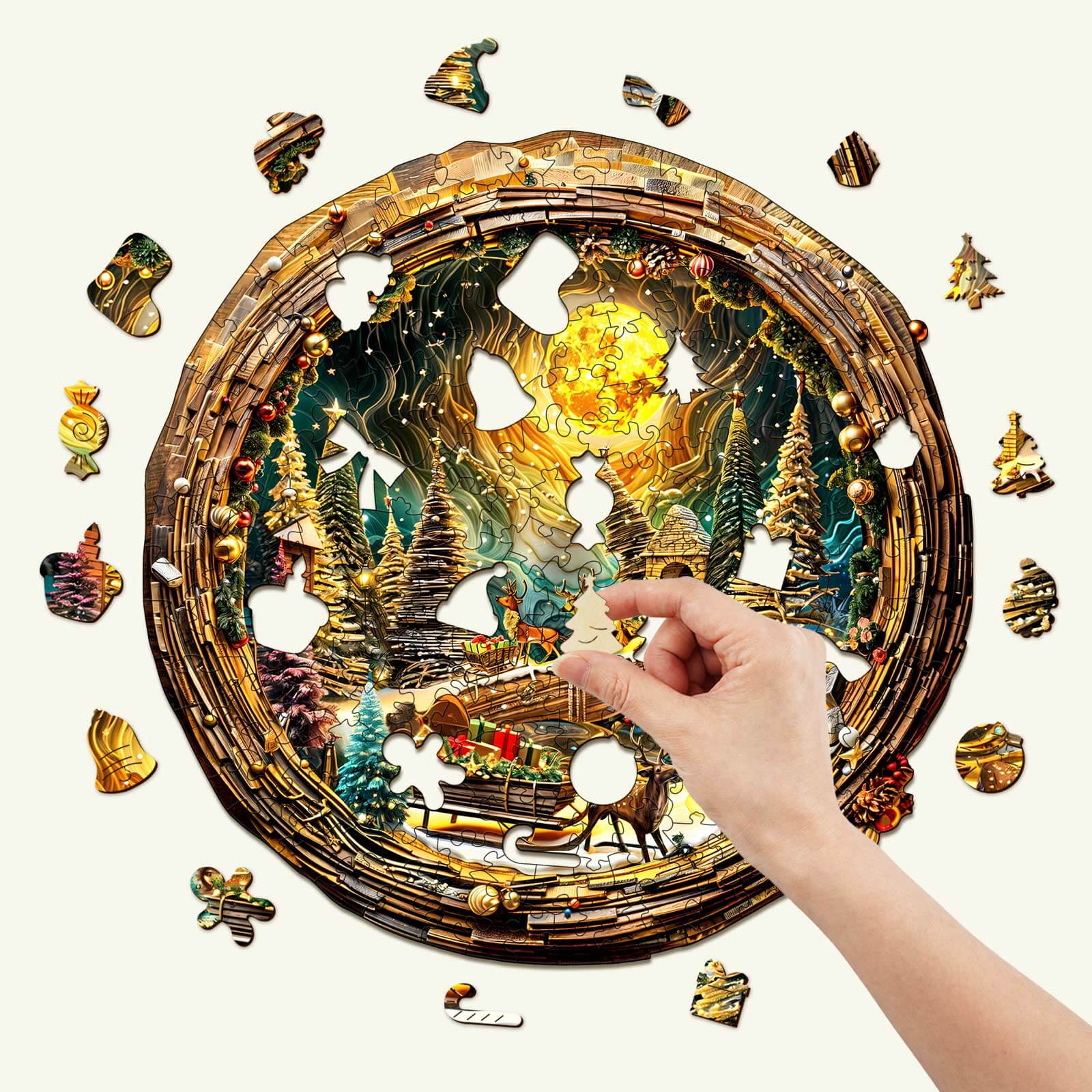 3D Christmas Eve-2 Wooden Jigsaw Puzzle