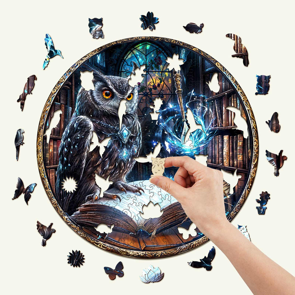 Library Owl Wooden Jigsaw Puzzle