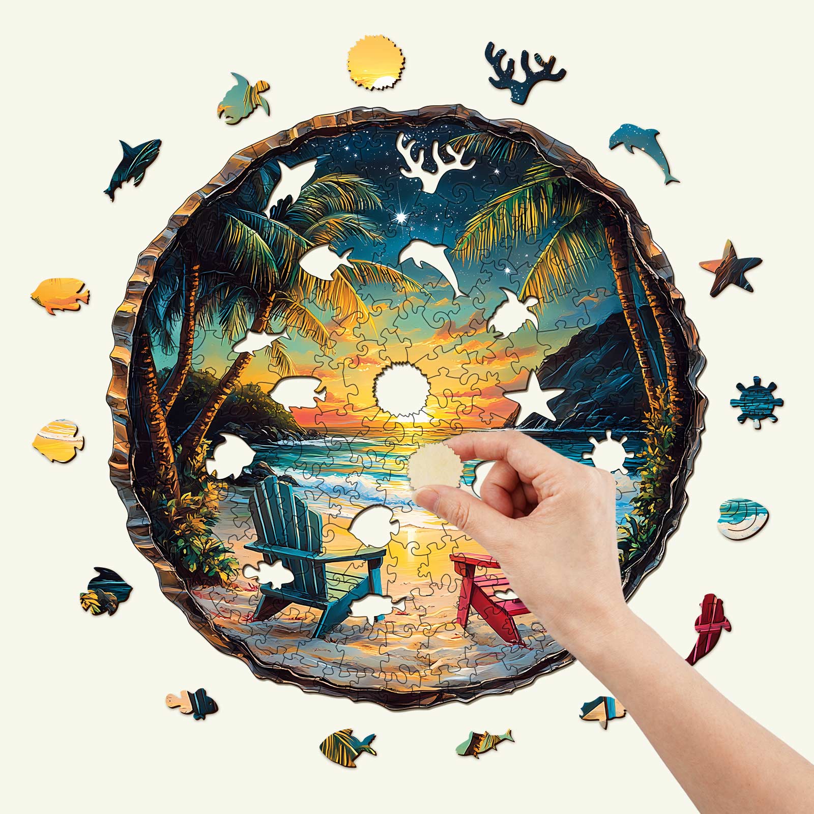 3D Sunset Beach Wooden Jigsaw Puzzle
