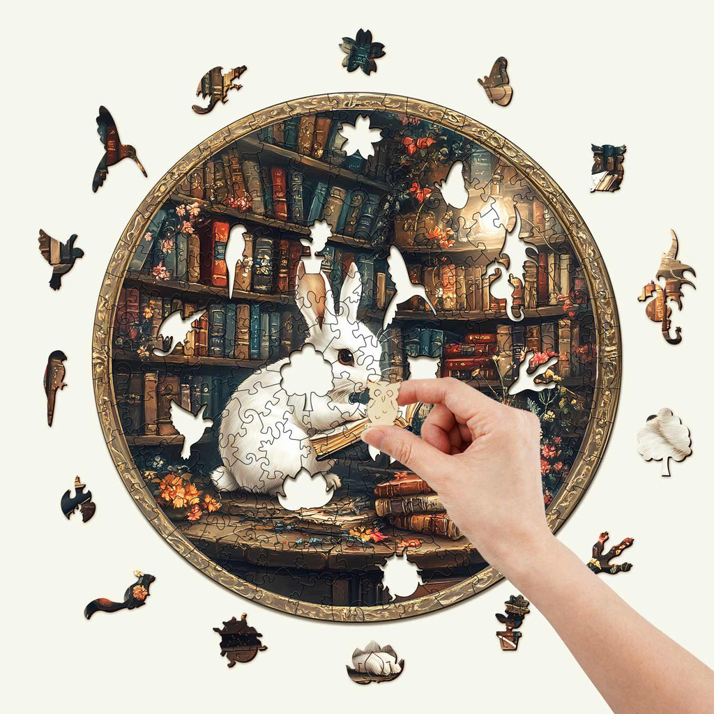 Magic Library Rabbit Wooden Jigsaw Puzzle