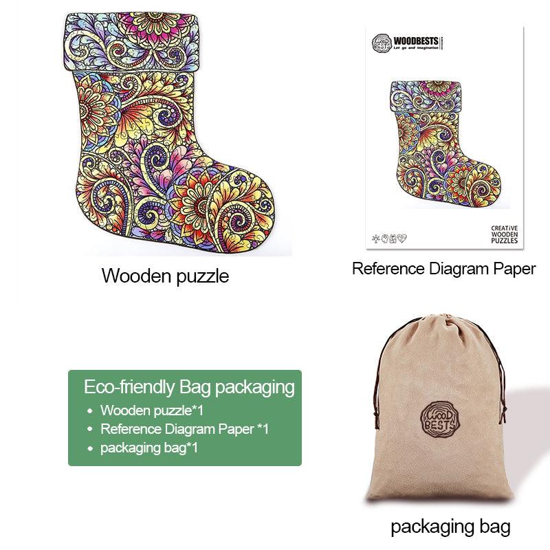 Christmas Socks Wooden Jigsaw Puzzle