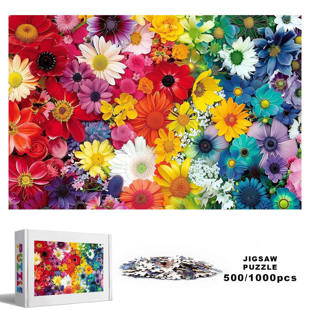 Colorful Flowers 500 / 1000 Piece Puzzle