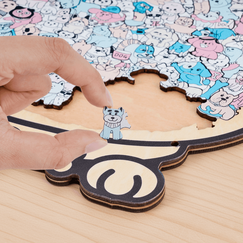 Morandi-Colored Cat/Dog Shaped Wooden Jigsaw Puzzle