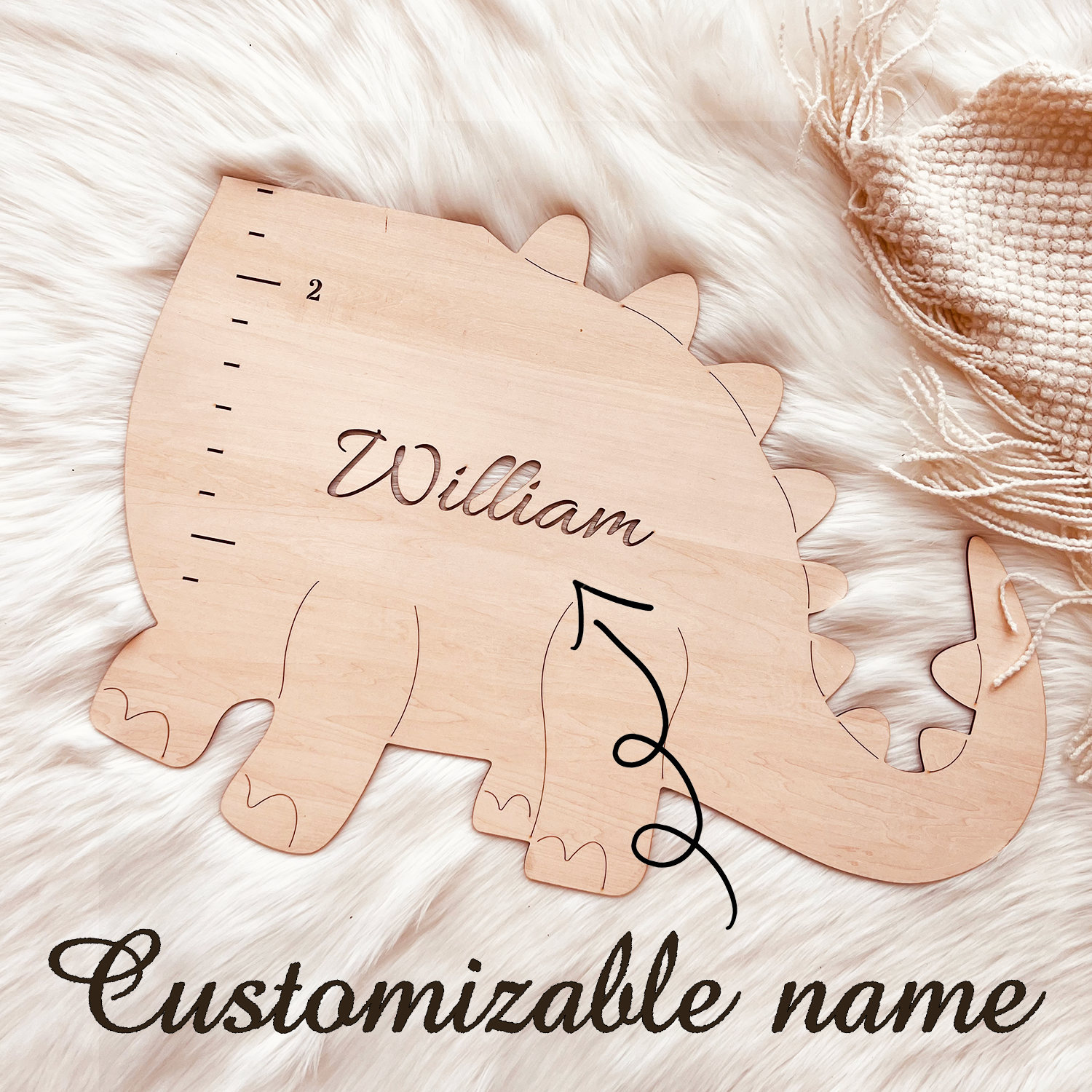 Personalized Wooden Dinosaur Growth Chart Height Ruler