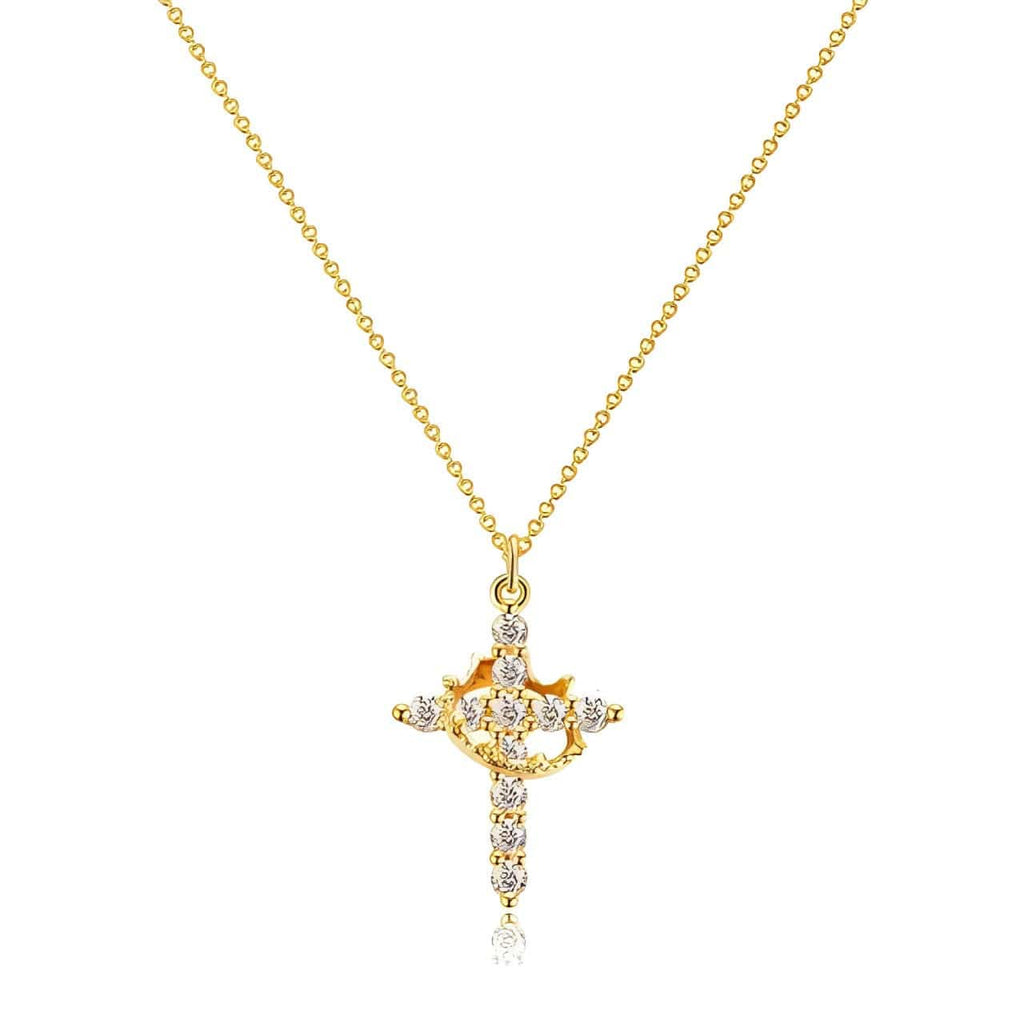Handmade Cross & Crown Necklace (Comes in Christian Gift Pouch)
