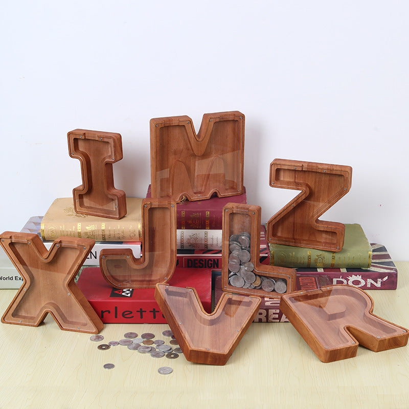 Personalized Wooden Letter Piggy Bank Custom Gift