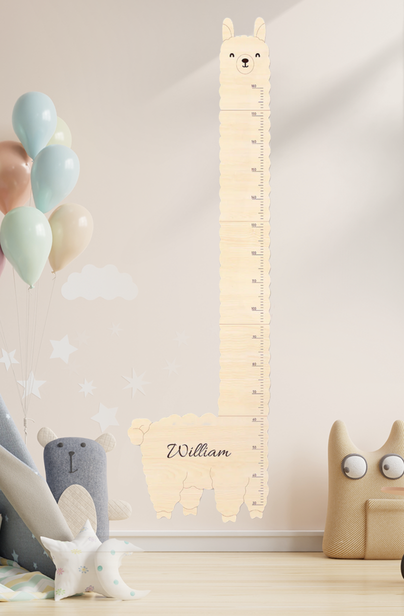 Personalized Wooden Alpaca Llama Growth Chart Ruler