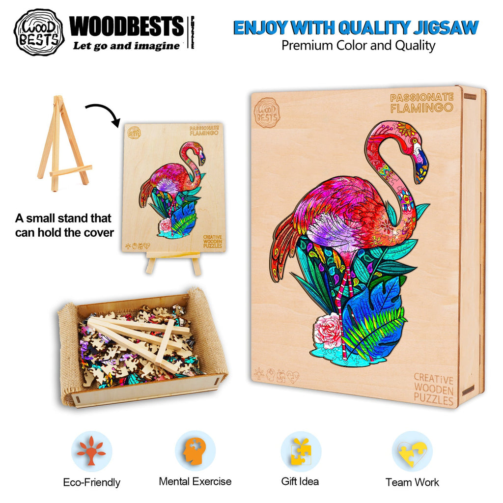 Passionate Flamingo Wooden Jigsaw Puzzle