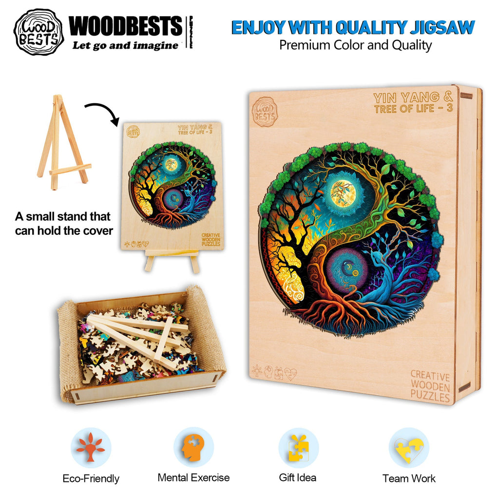 Yin Yang & Tree of Life - 3 Wooden Jigsaw Puzzle