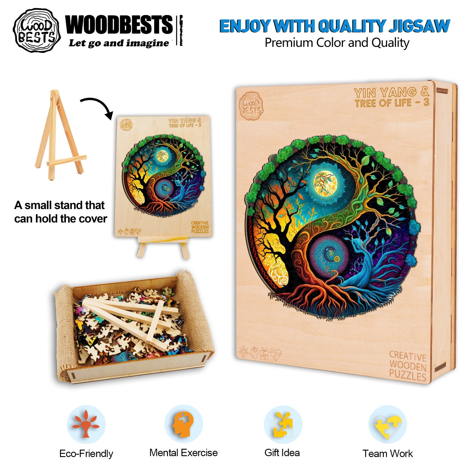 Yin Yang & Tree of Life - 3 Wooden Jigsaw Puzzle