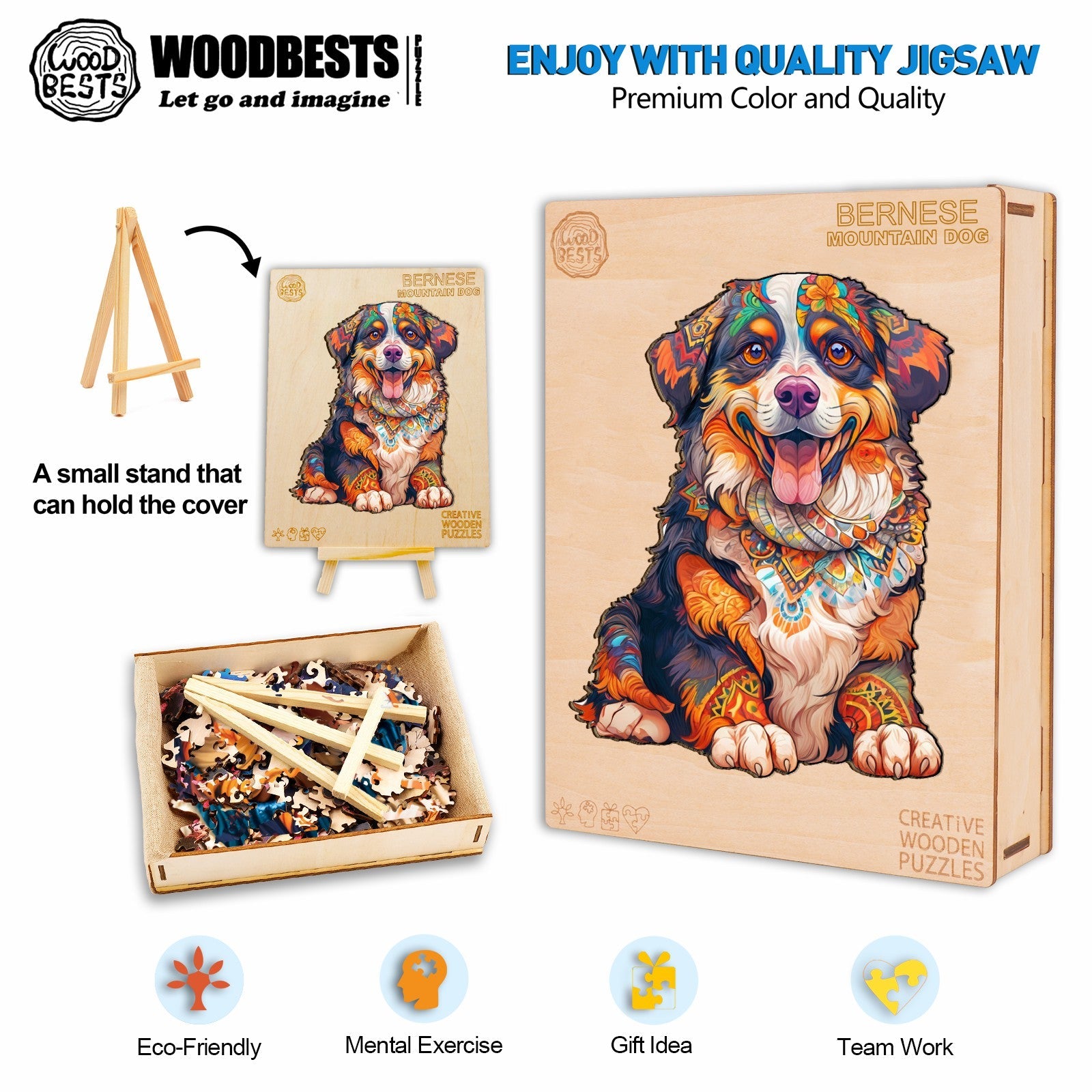 Bernese Mountain Dog Wooden Jigsaw Puzzle