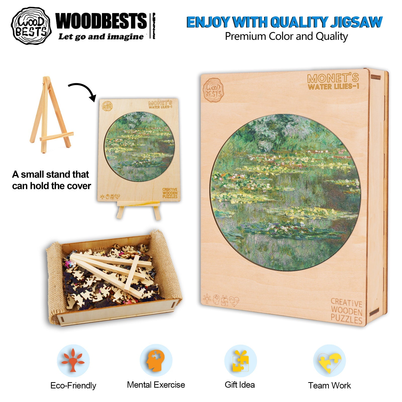 Monet's Water Lilies-1 Wooden Jigsaw Puzzle