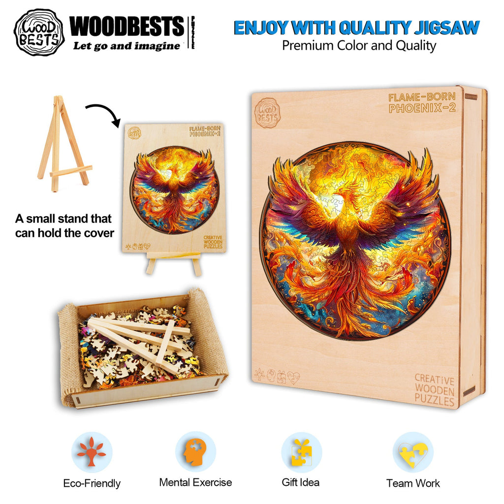 Flame-born Phoenix-2 Wooden Jigsaw Puzzle