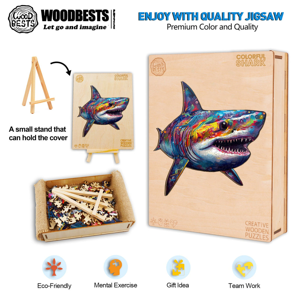 Colorful Shark Wooden Jigsaw Puzzle
