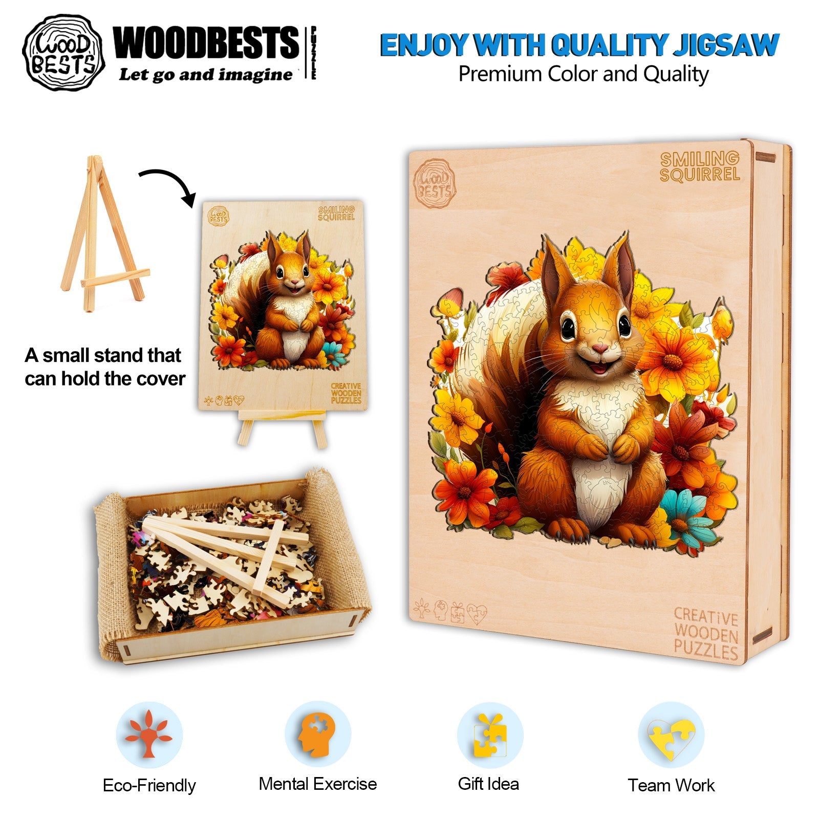 Smiling Squirrel Wooden Jigsaw Puzzle