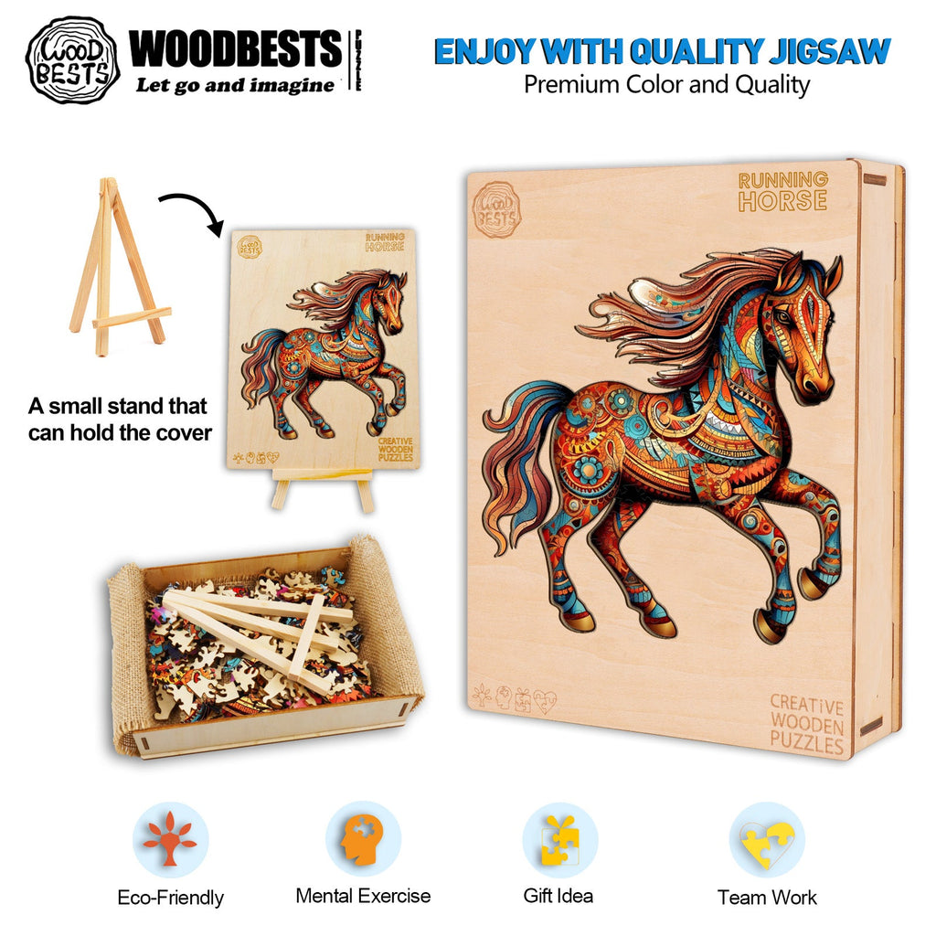 Running Horse Wooden Jigsaw Puzzle