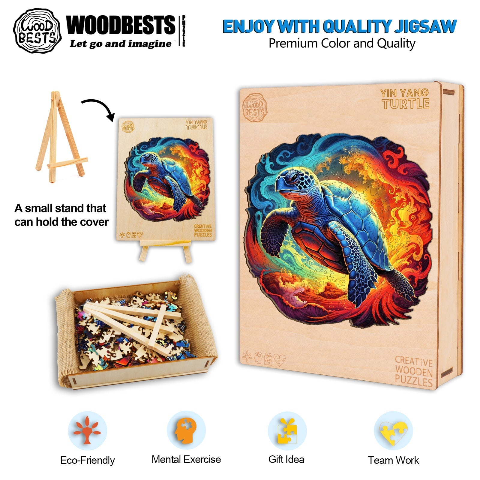 Yin Yang Turtle Wooden Jigsaw Puzzle