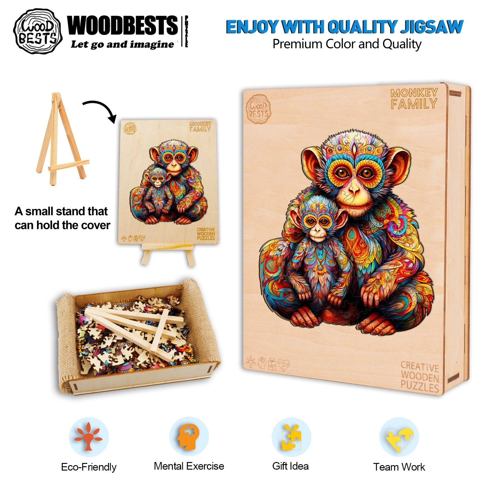 Monkey Family Wooden Jigsaw Puzzle