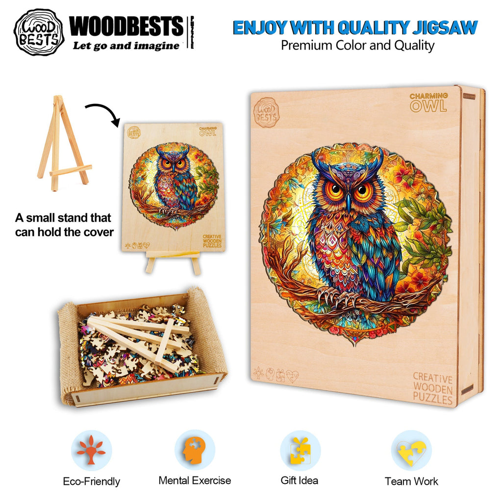 Charming Owl Wooden Jigsaw Puzzle