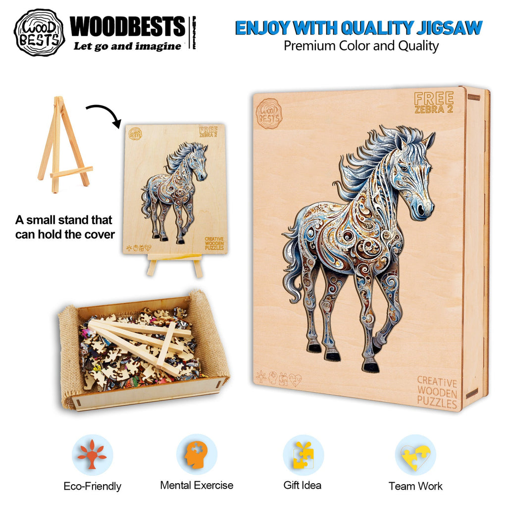 Free Zebra 2 Wooden Jigsaw Puzzle