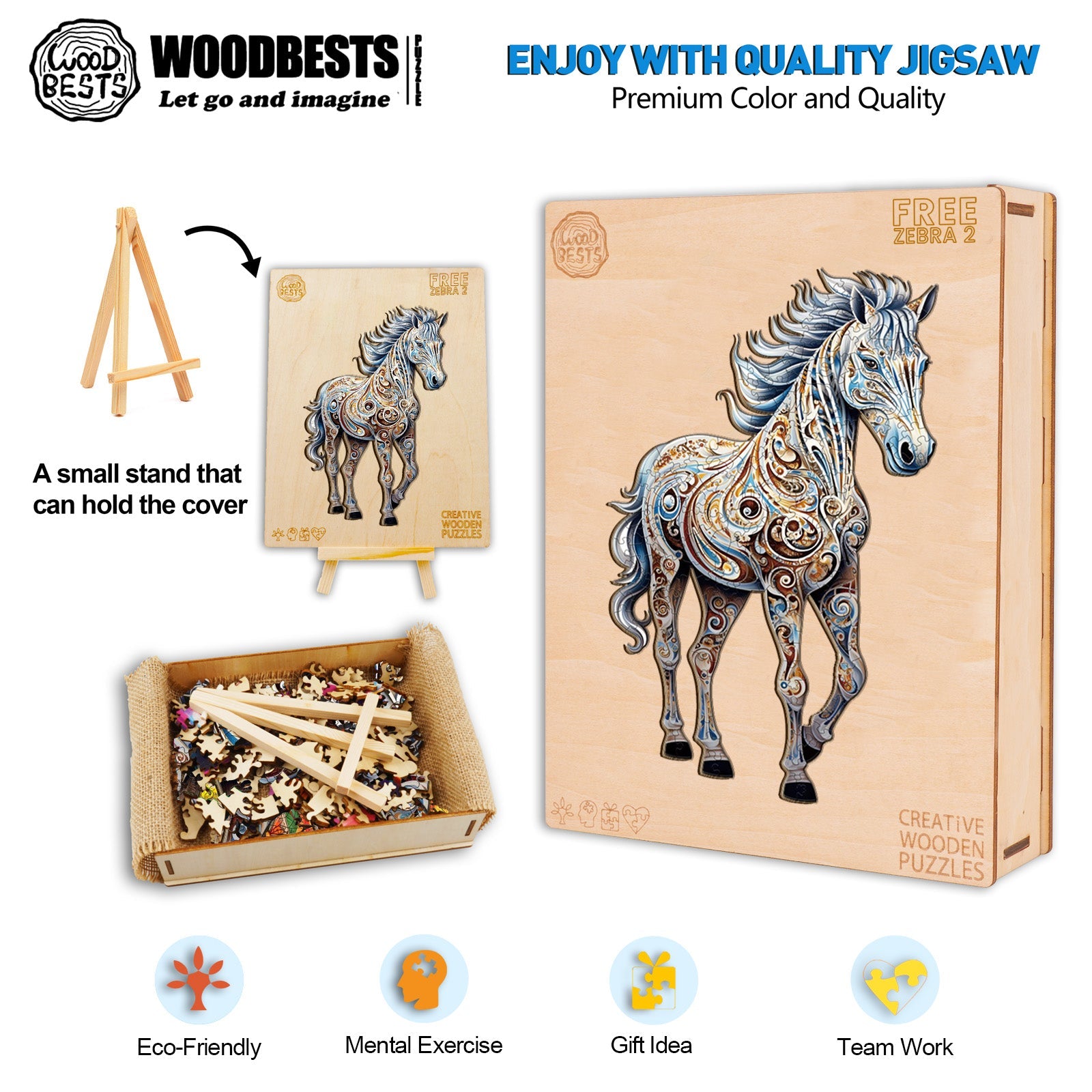 Free Zebra 2 Wooden Jigsaw Puzzle