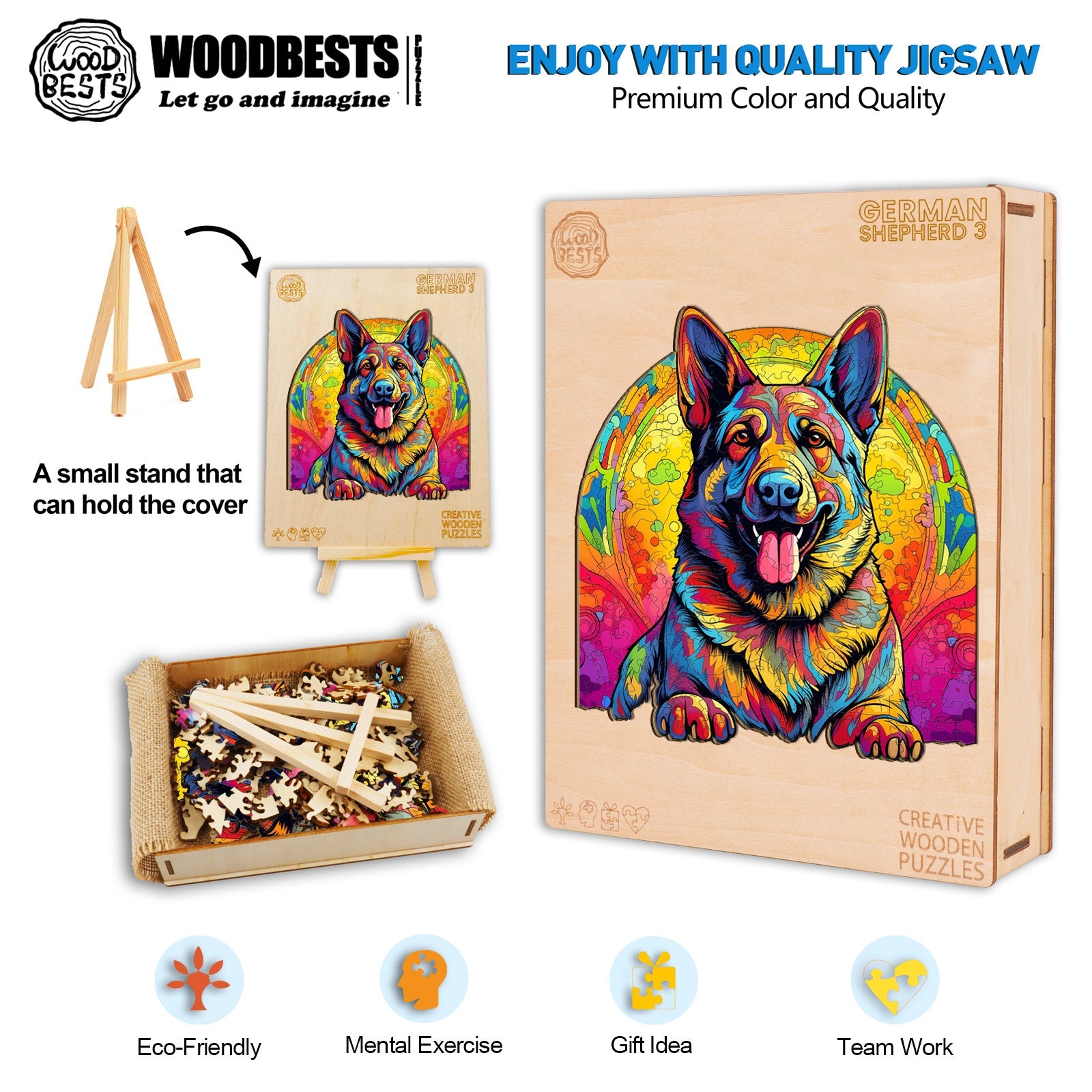 German Shepherd 3 Wooden Jigsaw Puzzle