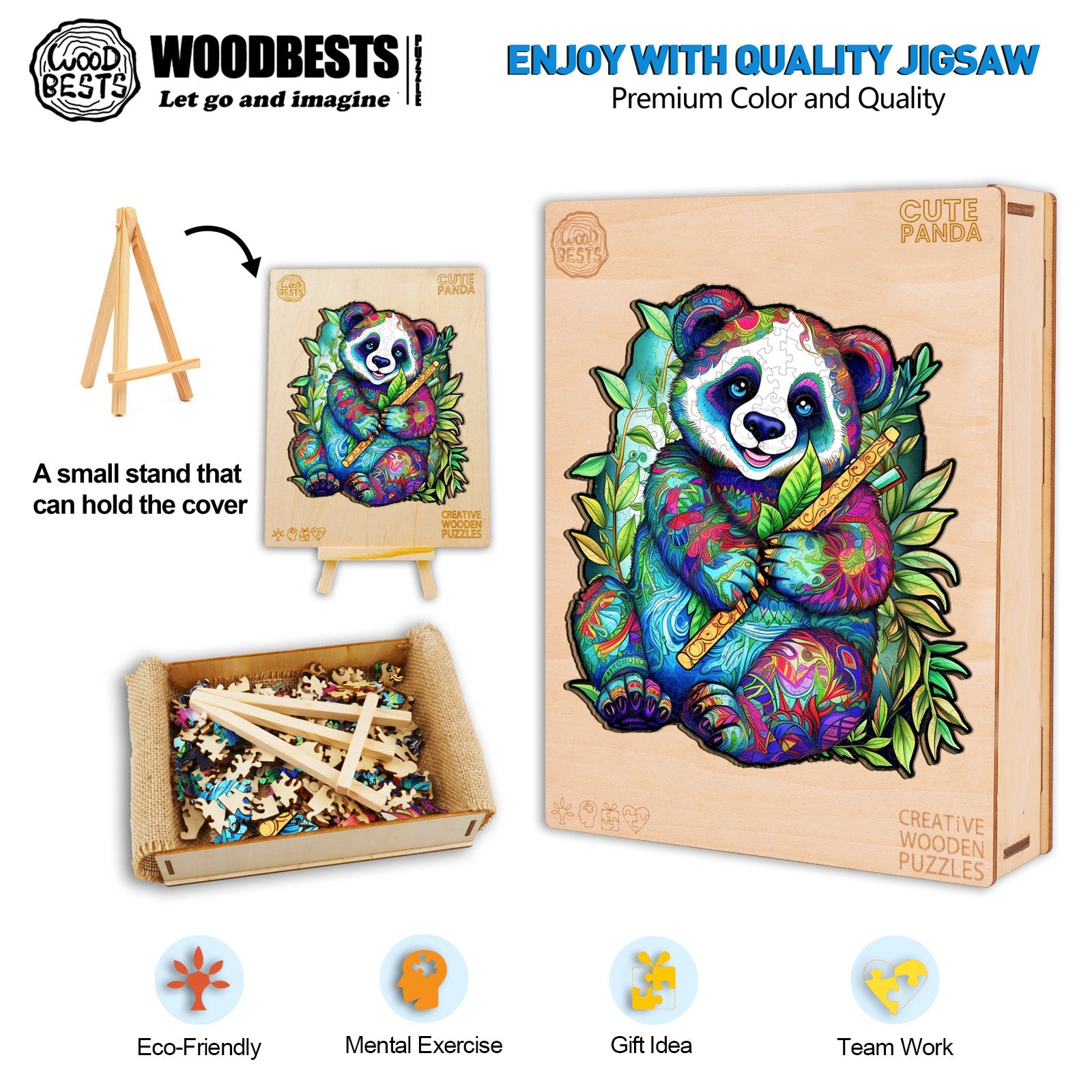 Cute Panda Wooden Jigsaw Puzzle