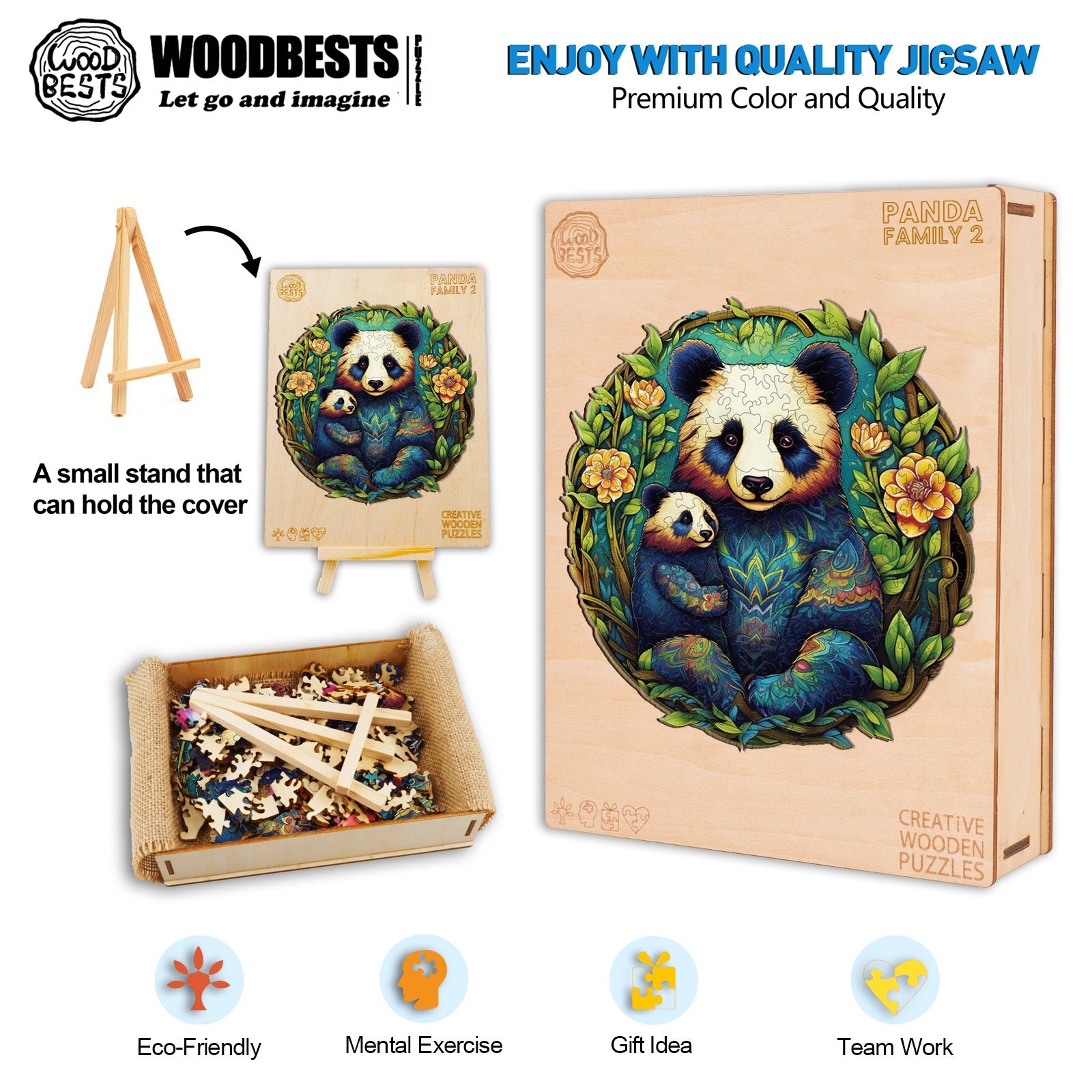 Panda Family 2 Wooden Jigsaw Puzzle