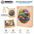 Colorful wooden jigsaw puzzle of succulents in a pot, promoting mental exercise and perfect as a gift or team activity.