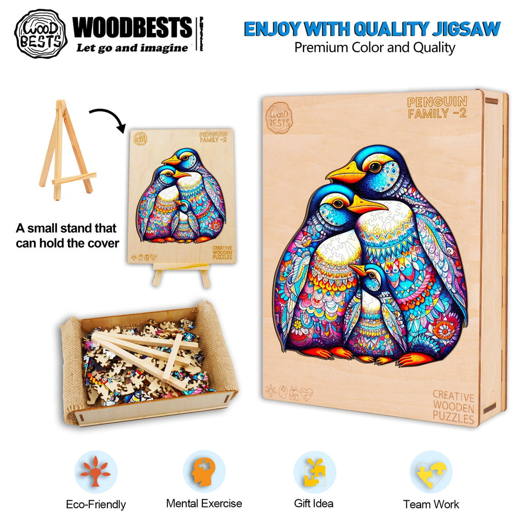 Penguin Family - 2 Wooden Jigsaw Puzzle