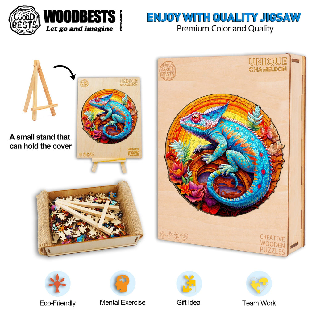 Unique Chameleon Wooden Jigsaw Puzzle