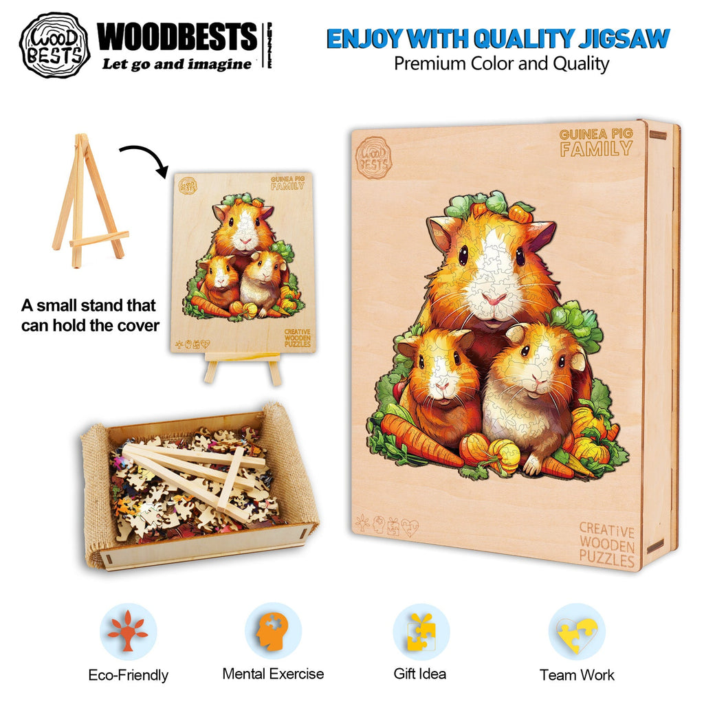 Guinea Pig Family Wooden Jigsaw Puzzle