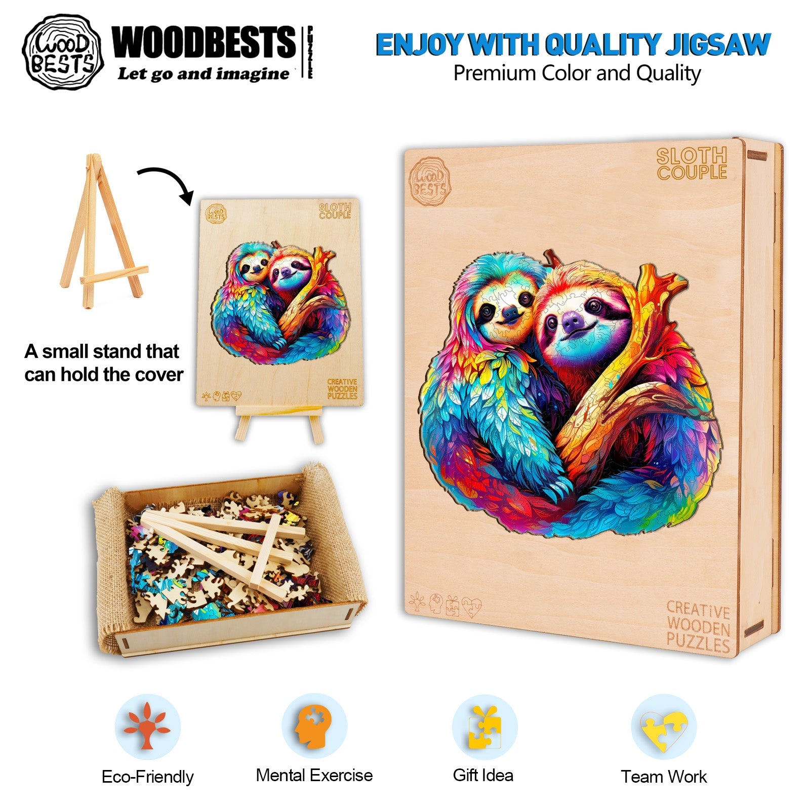 Sloth Couple Wooden Jigsaw Puzzle