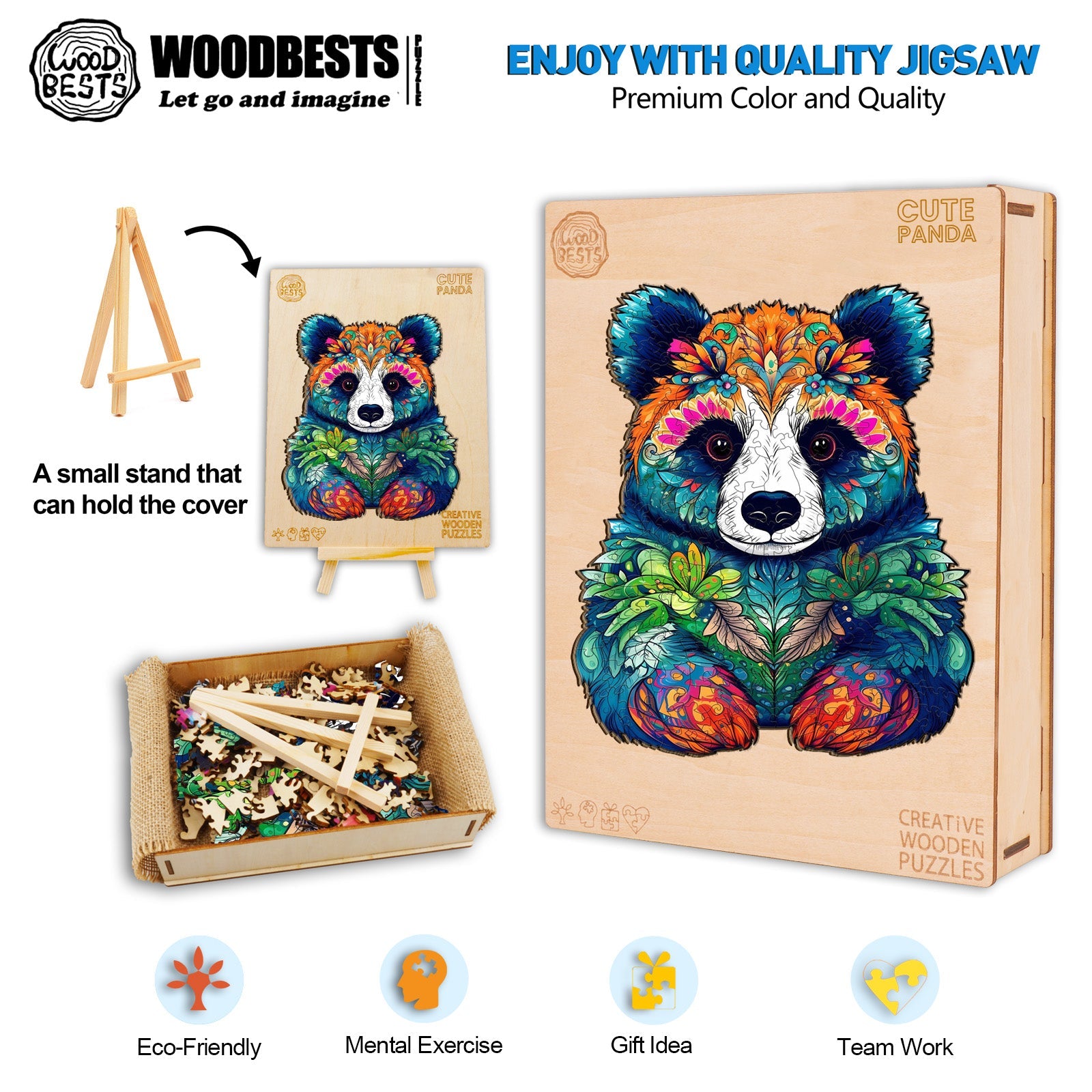 Cute Panda Wooden Jigsaw Puzzle