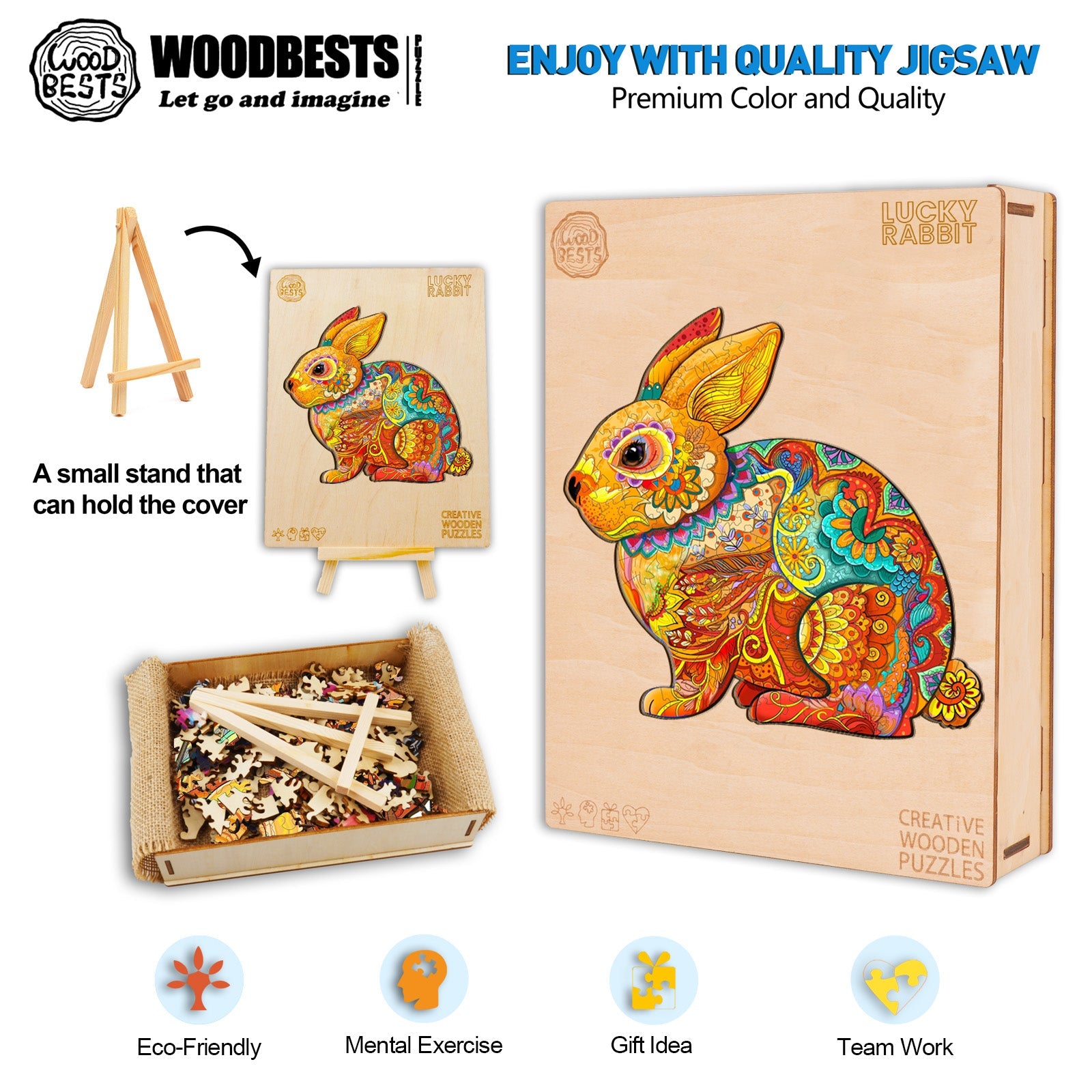 Lucky Rabbit Wooden Jigsaw Puzzle