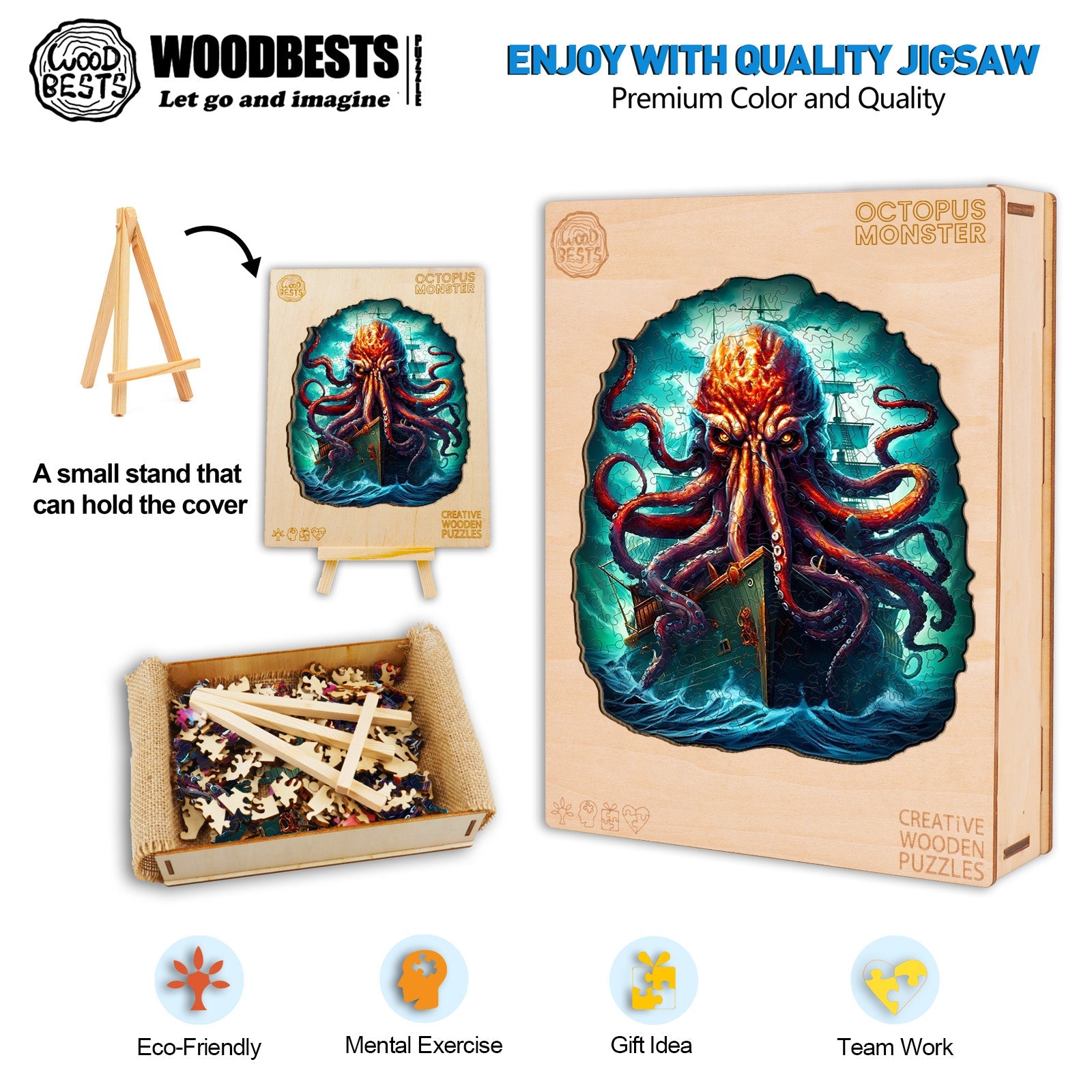 Octopus Monster Wooden Jigsaw Puzzle
