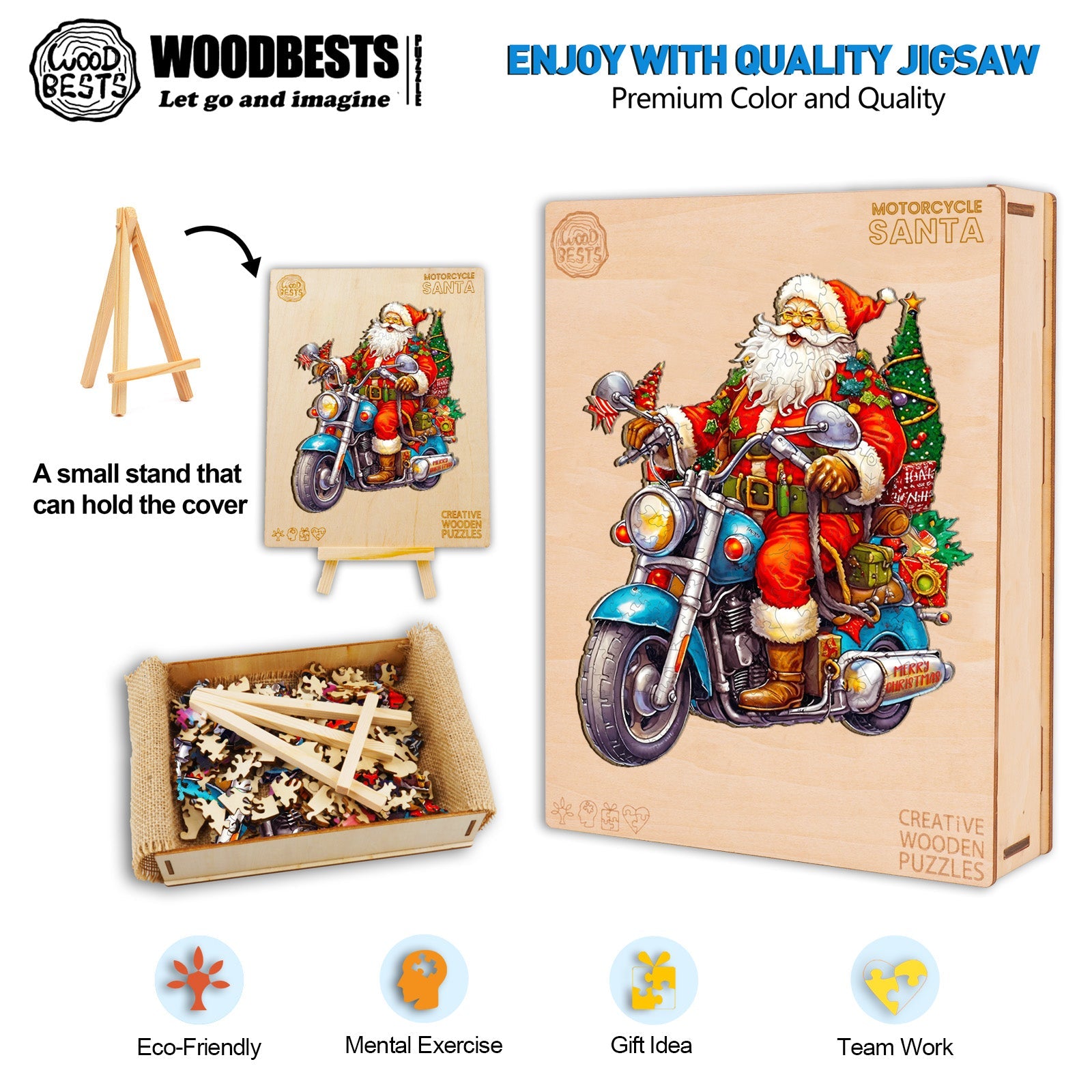 Motorcycle Santa Wooden Jigsaw Puzzle