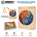 Yellow Blue Yin Yang Wooden Jigsaw Puzzle